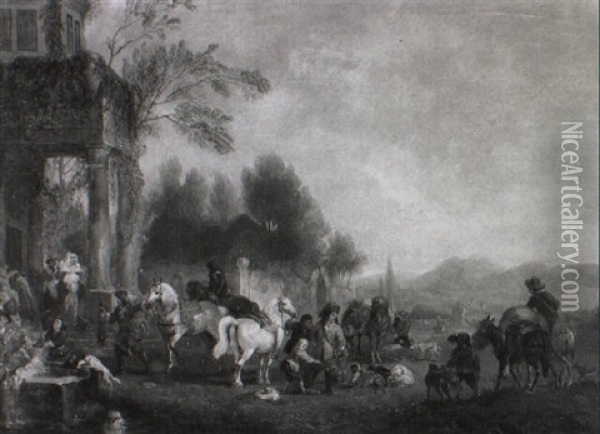 Hunting Party Returning To The Mansion Oil Painting - Henry Andrews