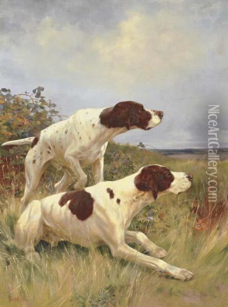 Two Pointers On The Scent Oil Painting - Thomas Blinks