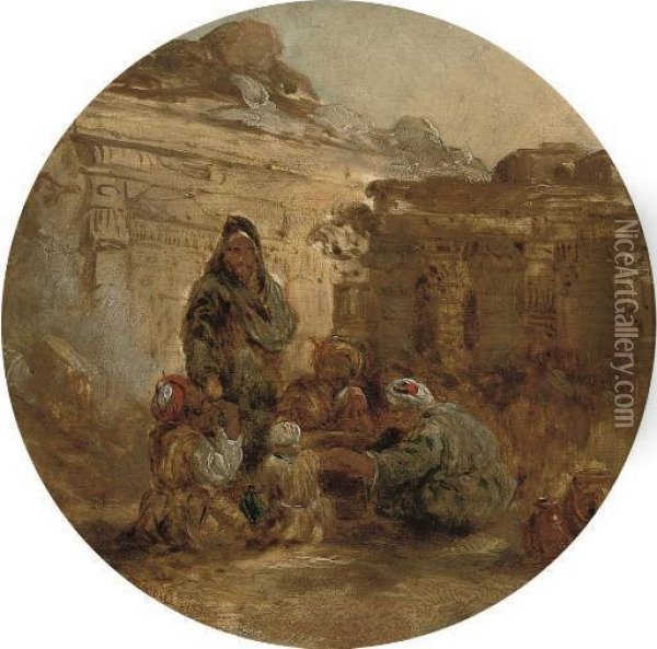 Arabs Amongst The Roman Ruins Oil Painting - Frederick Goodall