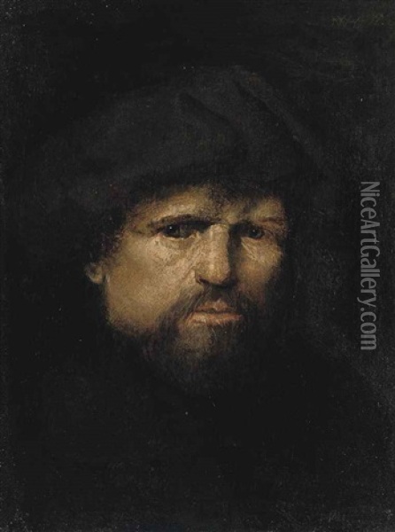 A Tronie Of A Bearded Man In A Hat Oil Painting - Nicolas (Walraven) van Haeften