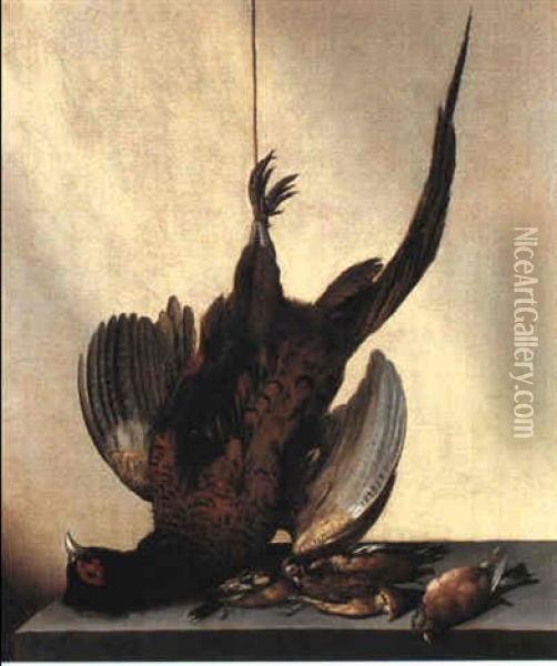 Nature Morte, Fasan Og Smafugle Oil Painting - Jacobus van der Hagen