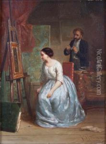 La Critique Du Modele Oil Painting - Johannes Vetten