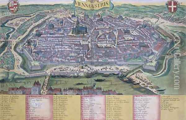 Map of Vienna from Civitates Orbis Terrarum Oil Painting - Joris Hoefnagel