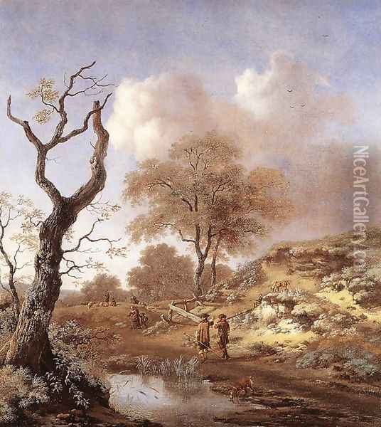 A Hilly Landscape 1660-65 Oil Painting - Jan Wynants