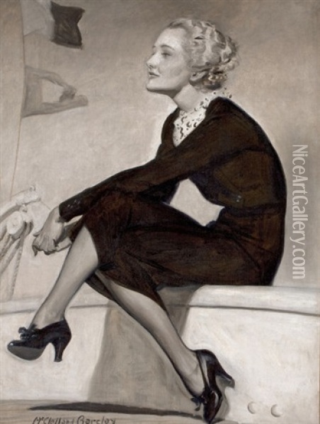 Glamorous Woman On Ship Oil Painting - Mcclelland Barclay