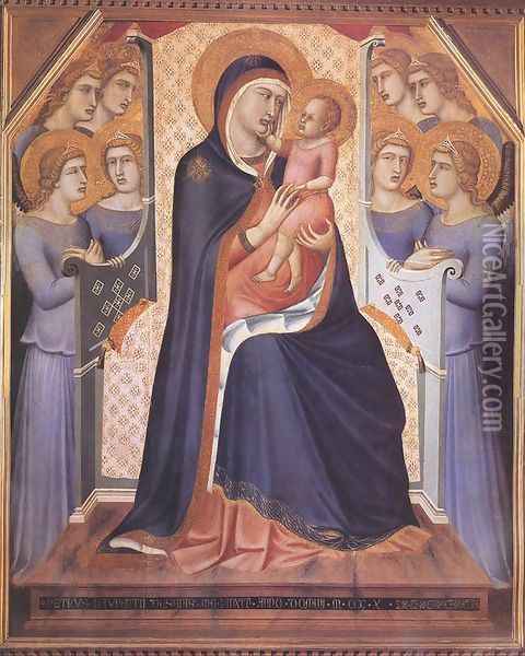Madonna Enthroned with Angels Oil Painting - Pietro Lorenzetti