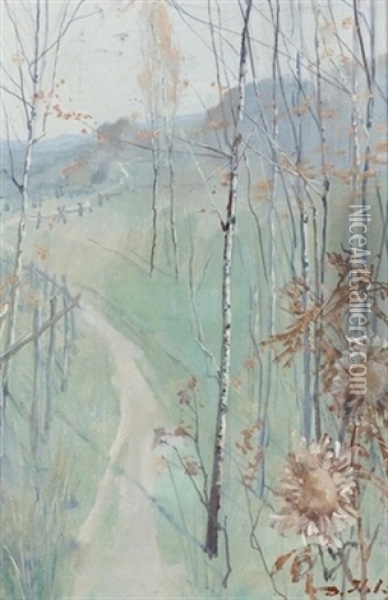 Herbstliche Landschaft Mit Weg Oil Painting - Jean Daniel Ihly