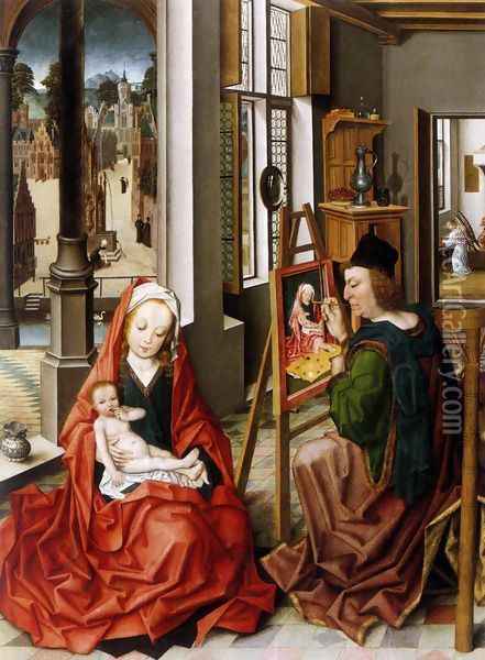 Saint Luke Painting the Virgin c.1470 Oil Painting - Derick Baegert
