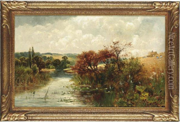 A Quiet Stream Oil Painting - Henry Boddington