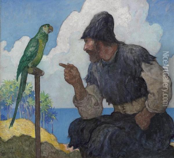 Robinson Crusoe, Cover Oil Painting - Newell Convers Wyeth