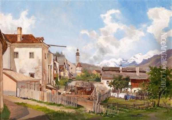Dorf In Tirol Oil Painting - Theodor von Hormann