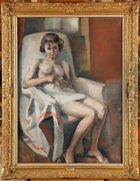 Jeune Fille Nue Assise Dans Un Fauteuil Oil Painting - Maurice Asselin