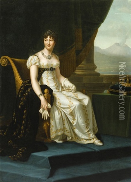 Portrait Of Caroline Bonaparte, Queen Of Naples And Of The Two Sicilies Oil Painting - Francois Pascal Simon Gerard