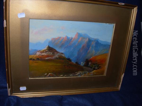 Drakensbergmountains, Maloti, On The Basutoland Border, With Bannerman Pass Inthe Background Oil Painting - Alec Grieve