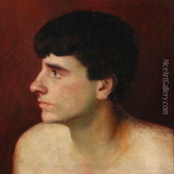 Portrait Of Man With Black Hair Oil Painting - Joakim Skovgaard