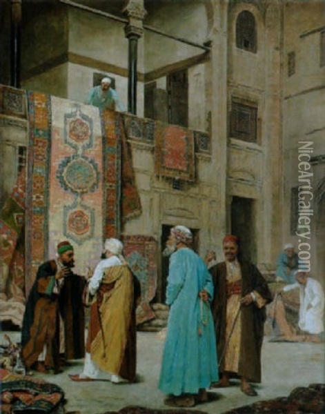 Arabischer Teppichbasar Oil Painting - Otto Pilny