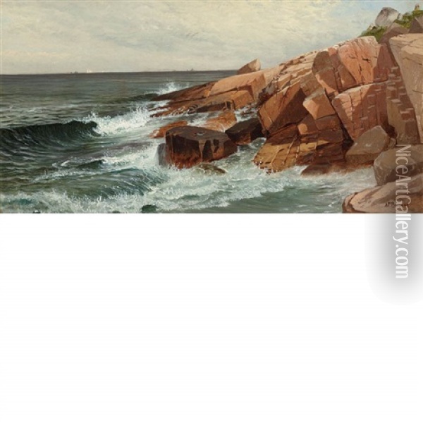 Picnic On The Rocks, Narragansett Oil Painting - Alfred Thompson Bricher