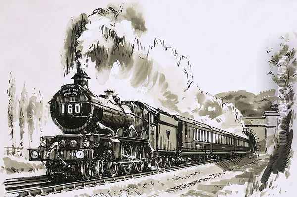 The famous 4-6-0 Castle class of steam locomotives used by Great Western Oil Painting - John S. Smith