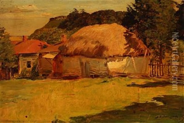Summer Day At A Farm In Russia Oil Painting - Vasili Kostianitsin