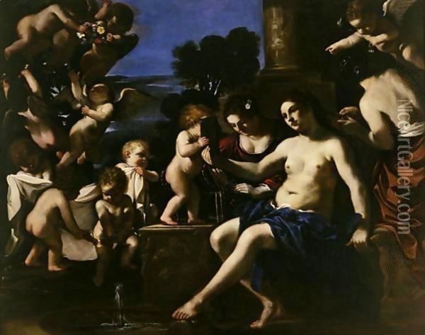 The Toilet Of Venus Oil Painting - Giovanni Francesco Barbieri