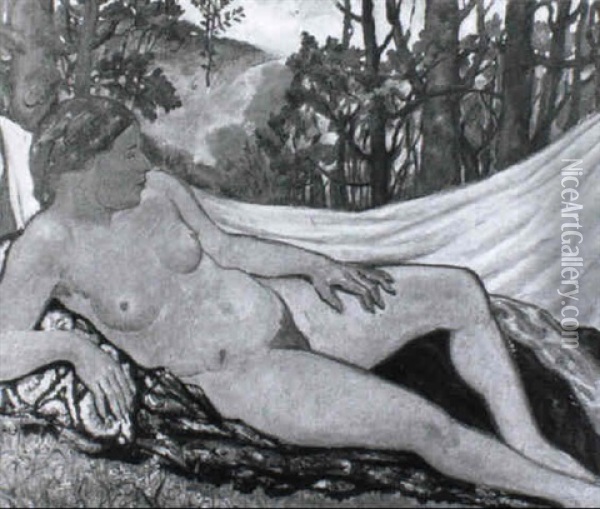 Liegender Weiblicher Akt Oil Painting - Fritz Erler