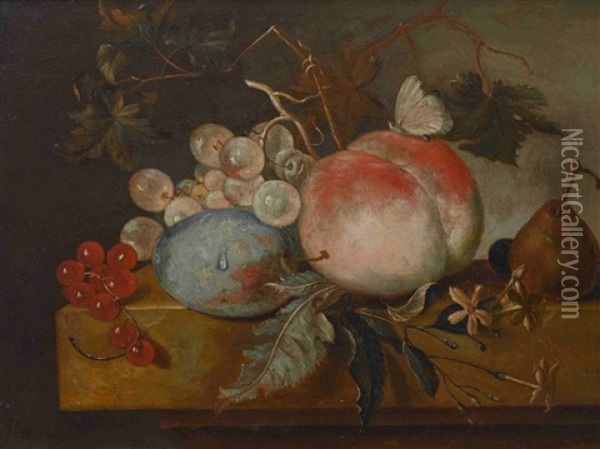 Fruchtestillleben Mit Schmetterling Oil Painting - Jacob Fopsen van Es