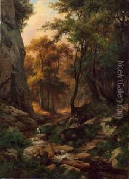 Bewaldete Landschaft Mit Oil Painting - Johann Wilhelm Schirmer