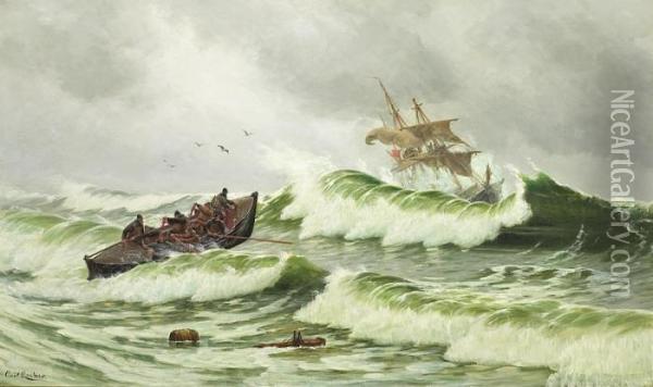 Lifeboat In Action Oil Painting - Carl Locher