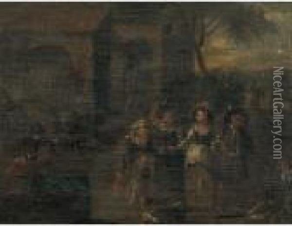Festa Paesana Oil Painting - Nicolaes Berchem