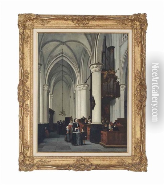 Church Interior, Thought To Be St. Paul's, Antwerp Oil Painting - Andre Joseph Minguet