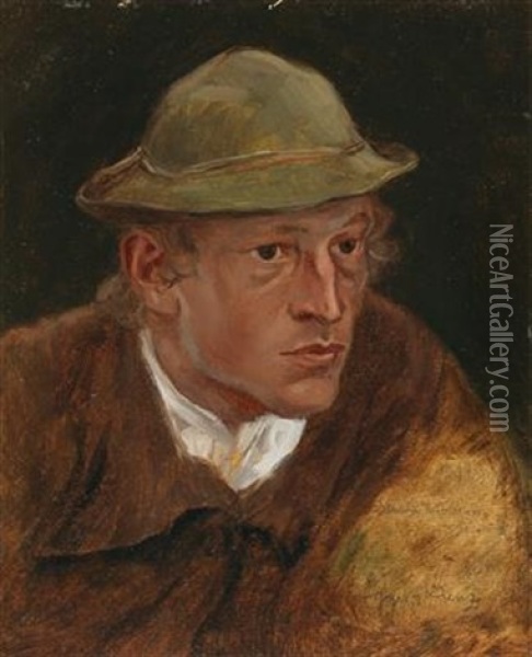 Portrait Of A Young Man/simon Moser Oil Painting - Albin Egger-Lienz