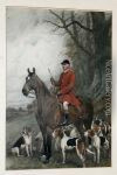 Hunter Up With Hounds Oil Painting - George Wright
