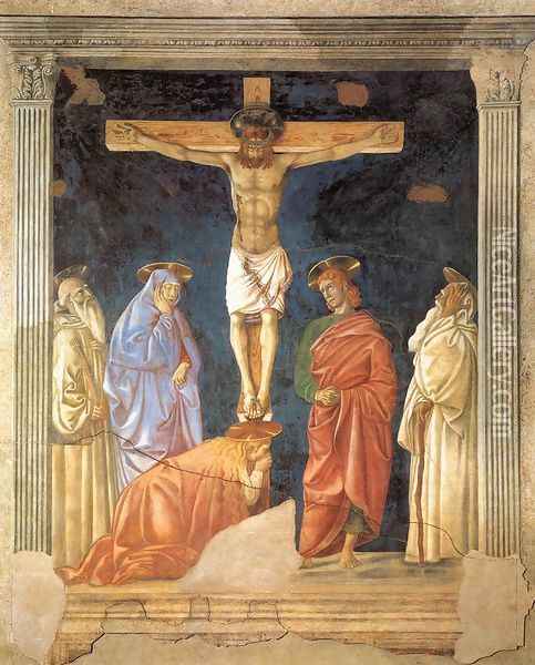 Crucifixion and Saints Oil Painting - Andrea Del Castagno