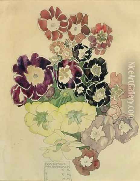 Polyanthus Walberswick 1915 Oil Painting - Charles Rennie Mackintosh