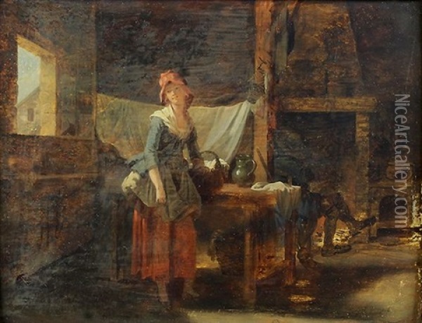 Scene D'interieur Oil Painting - Martin Droelling