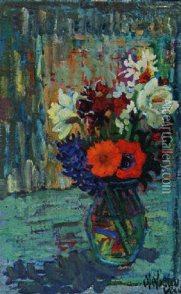 Flower Still Life Oil Painting - Alcide-Marie le Beau