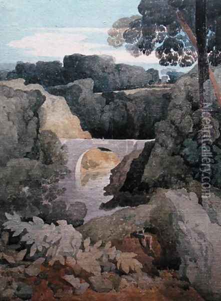 New Bridge, Durham, c.1805-06 Oil Painting - John Sell Cotman