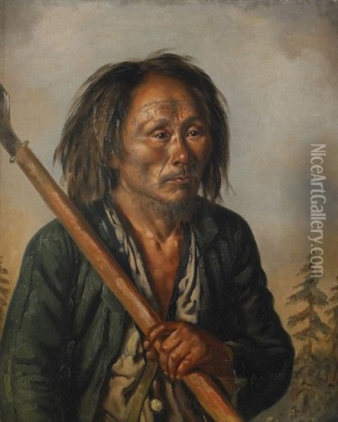 Portratt Av En Tungus Oil Painting - Carl Petter Mazer