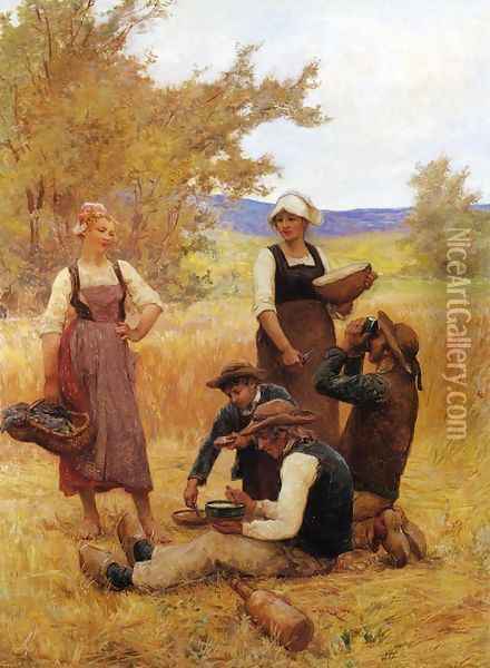 Repast in the Fields Oil Painting - Theophile Louis Deyrolle