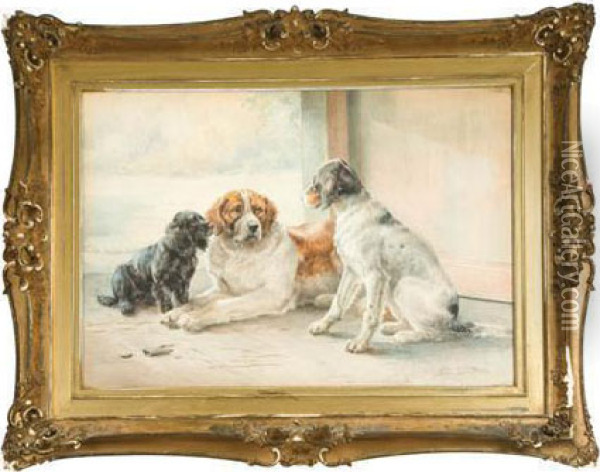 Portrait Of Three Dogs Oil Painting - Edmund Henry Osthaus