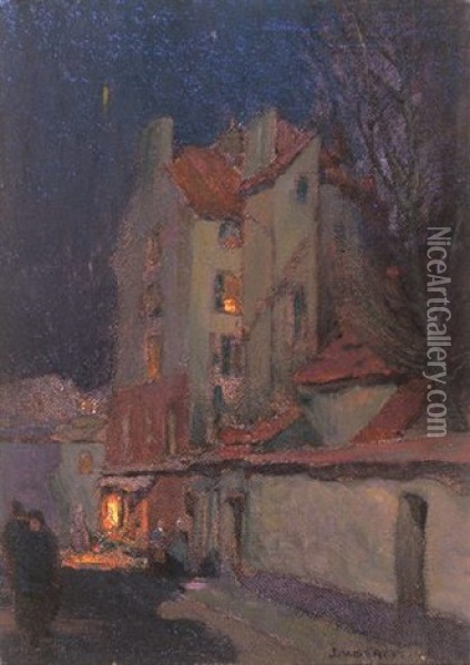 Evening (brittany?) Oil Painting - John William Beatty