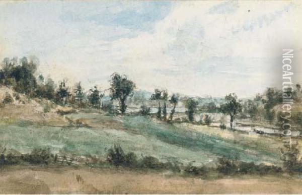 A Suffolk Landscape Oil Painting - Thomas Gainsborough