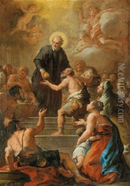 Charity Of Saint Vincent De Paul Oil Painting - Paolo de Matteis