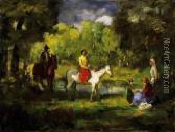 Riders Oil Painting - Bela Ivanyi Grunwald