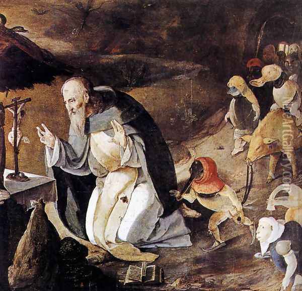 The Temptation of St Anthony c. 1530 Oil Painting - Lucas Van Leyden