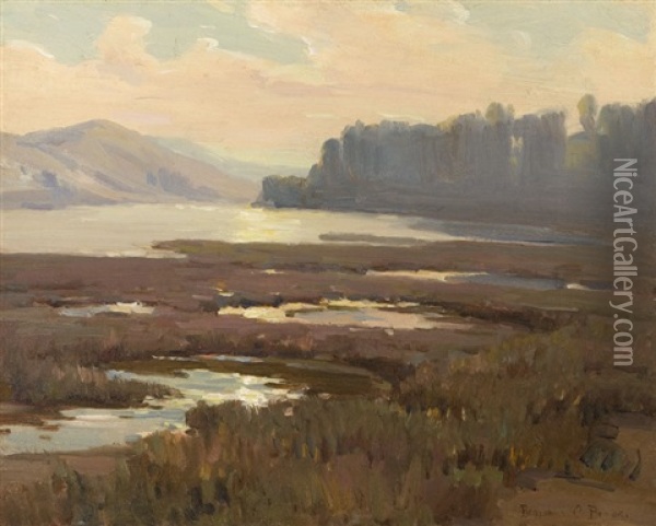 Sunset Over A Wooded Marsh Oil Painting - Benjamin Chambers Brown