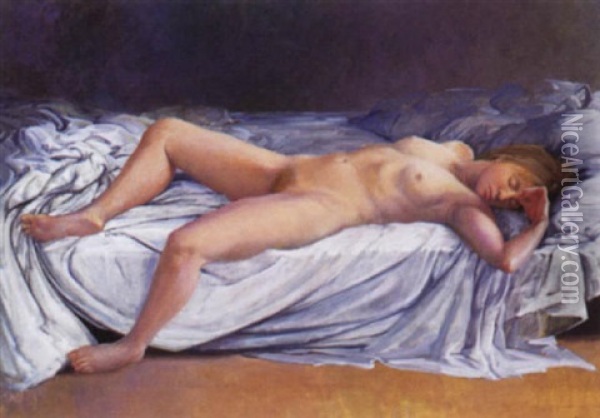Nude - Other Rooms Oil Painting - Frederick James Aldridge