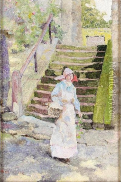 The Steps, Bidston Hall, Cheshire Oil Painting - David Woodlock