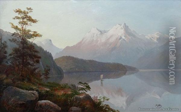 Lake Manapouri Oil Painting - Charles Blomfield