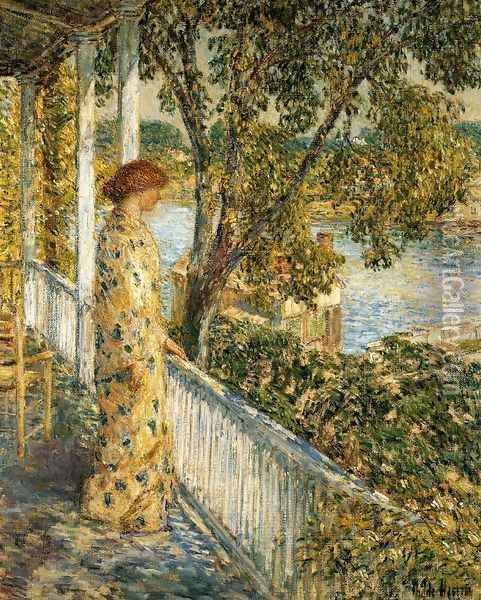 Listening to the Orchard Oriole Oil Painting - Frederick Childe Hassam